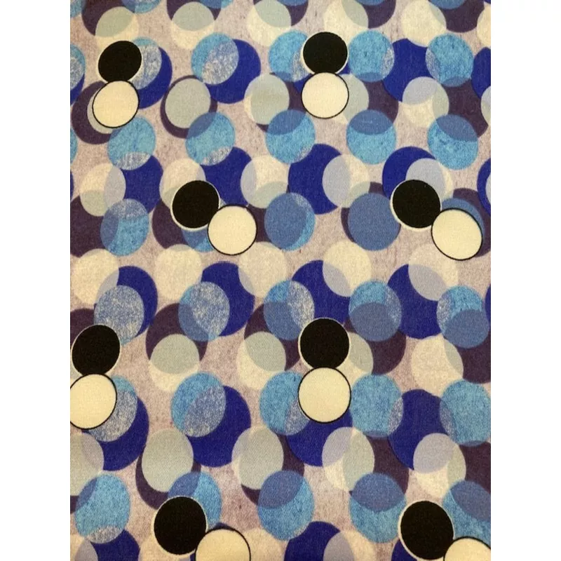 Blue Overlapping Circles on Silky Satin
