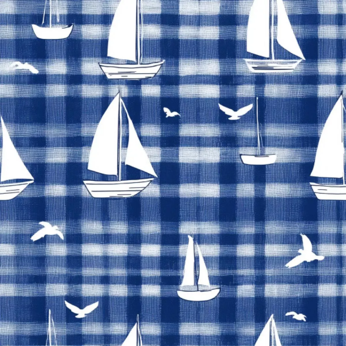 Blue Sailboat Pattern 2 Quilting Cotton Fabric