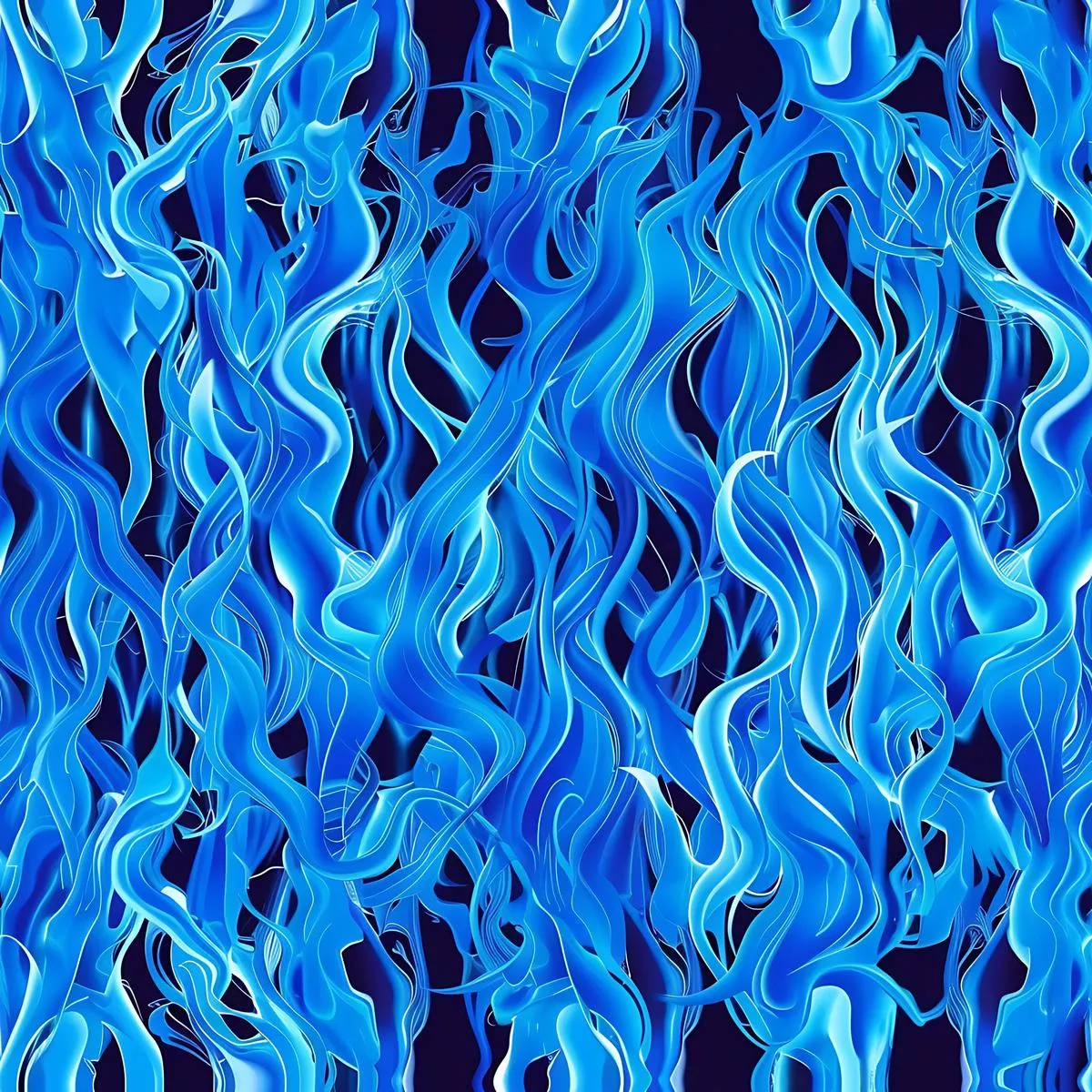 Blue Splash Fire Flame Pattern 14 Quilting Cotton Fabric