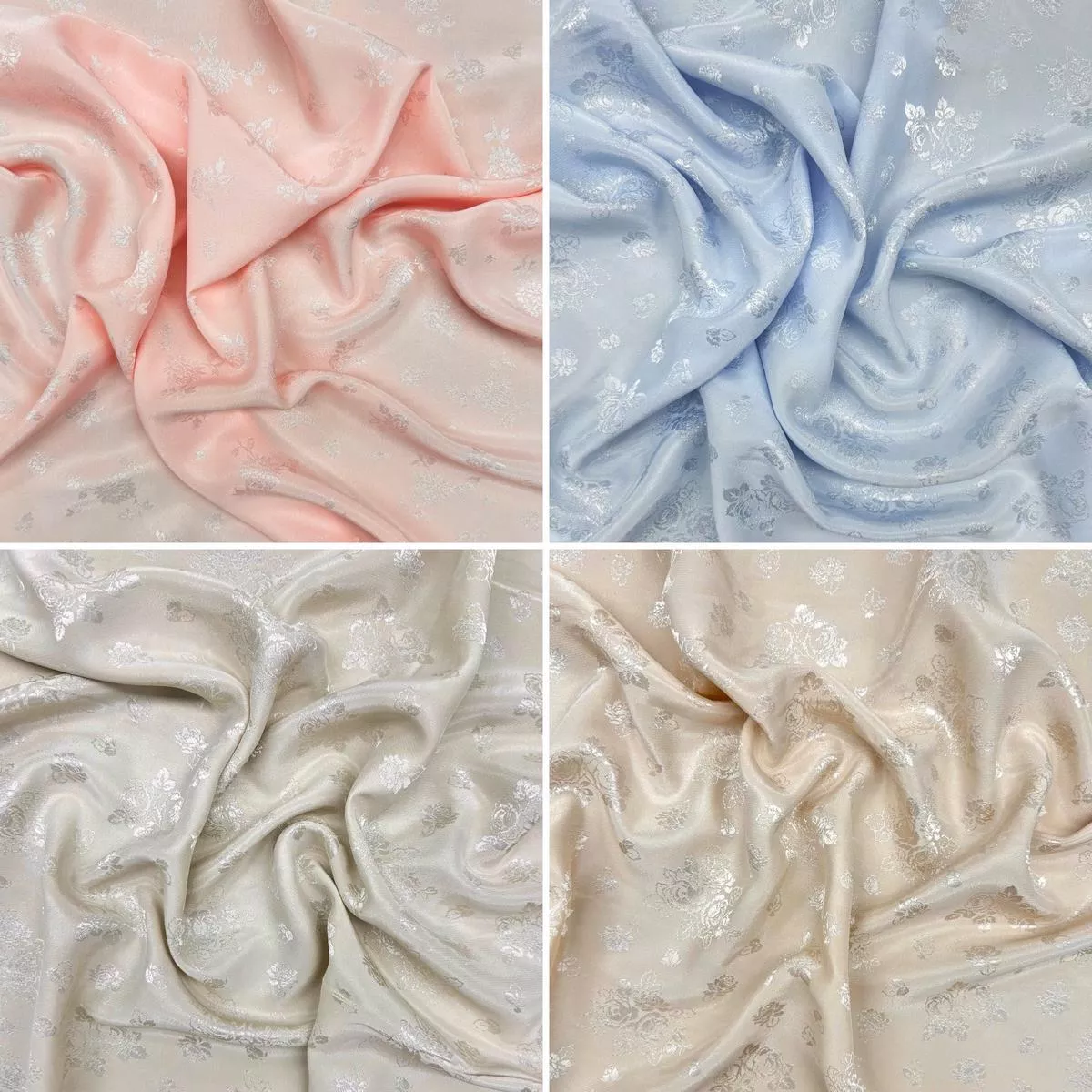Blush Meadow Jacquard Satin Fabric