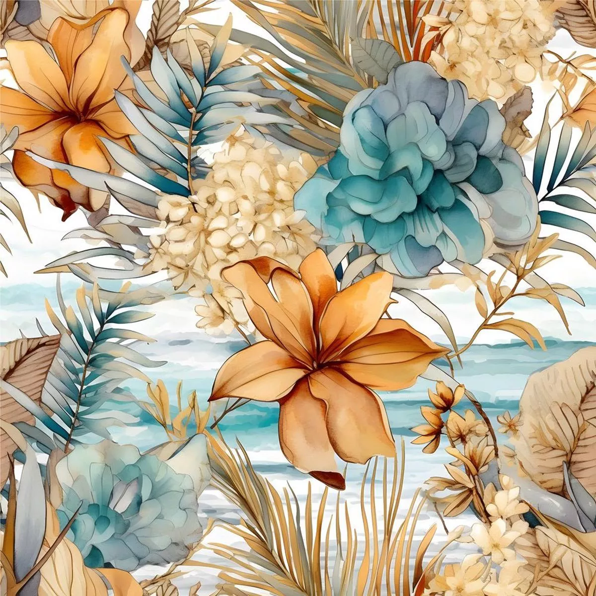 boho-beach-botanical-variation-12-fabric Boho Beach Botanical Variation #12 Fabric