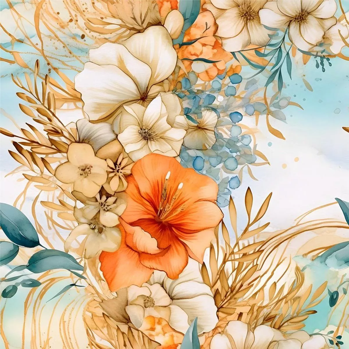 Boho Beach Botanical Variation #18 Fabric