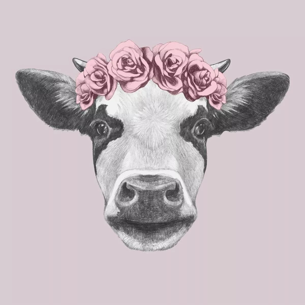boho-chic-cow-portrait-fabric-panel Boho Chic Cow Portrait Fabric Panel