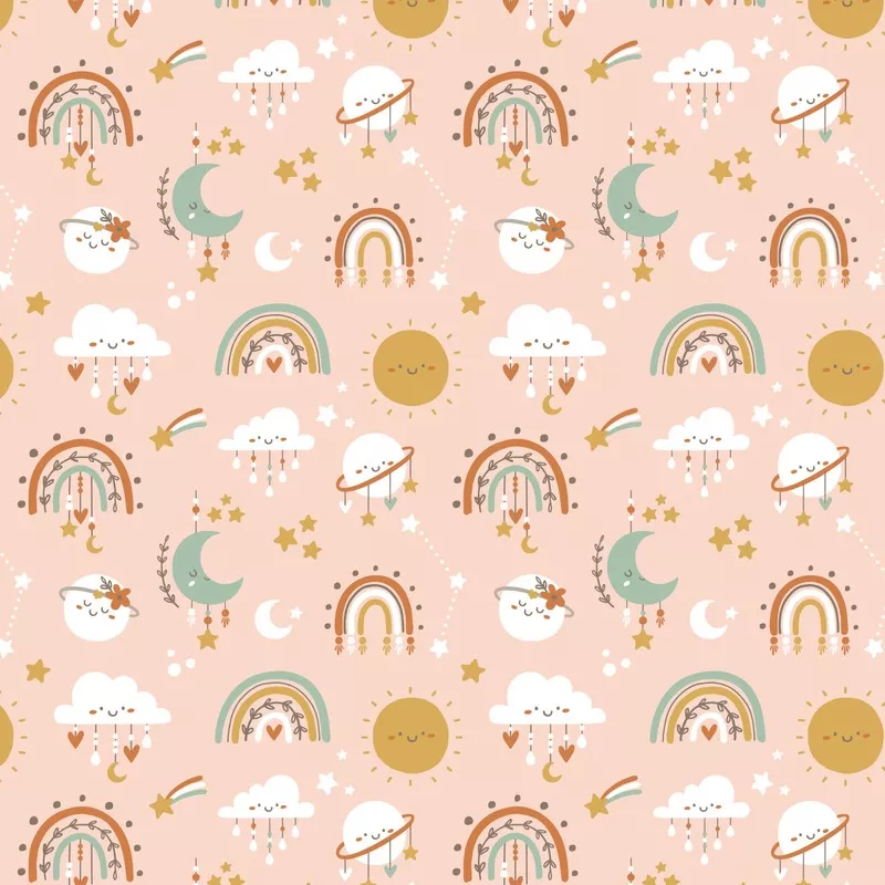 Boho Galaxy – Printed Flannel by CDS – Blush Blush