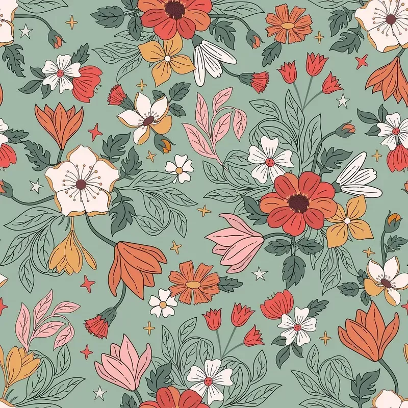 boho-garden-pattern-4-fabric Boho Garden Pattern #4 Fabric