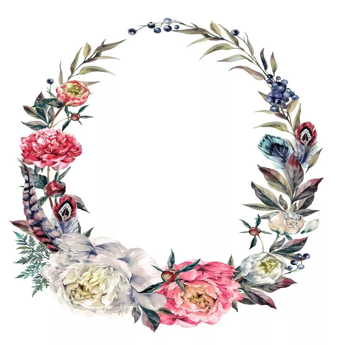 boho-peonies-wreath-fabric-panel Boho Peonies Wreath Fabric Panel