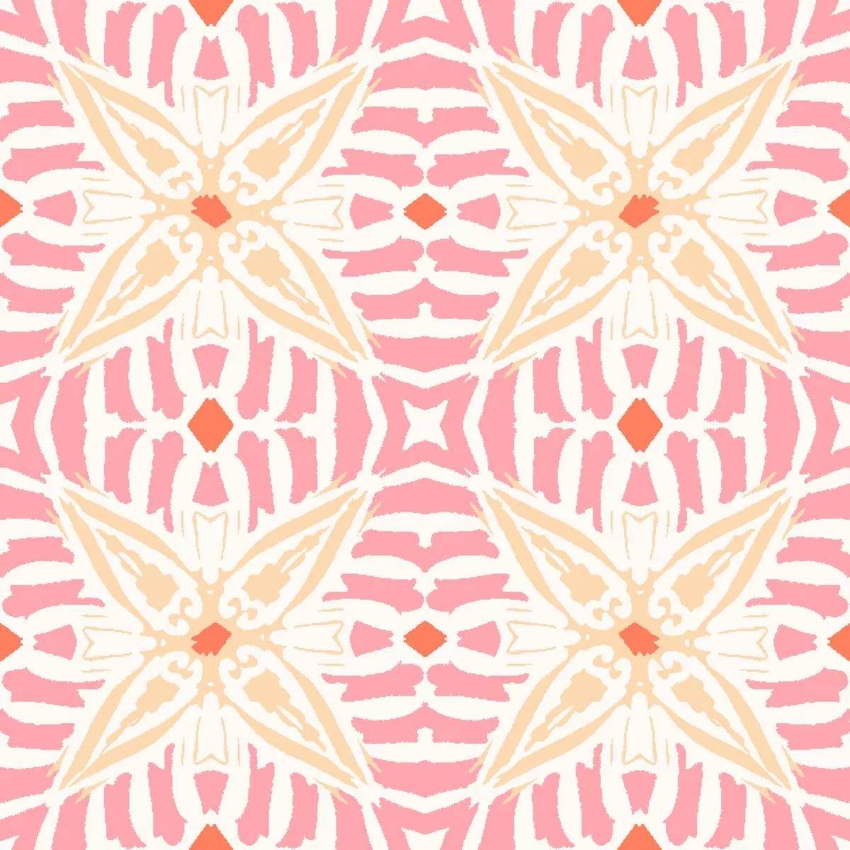 boho-tile-on-pink-peach-fabric Boho Tile on Pink & Peach Fabric