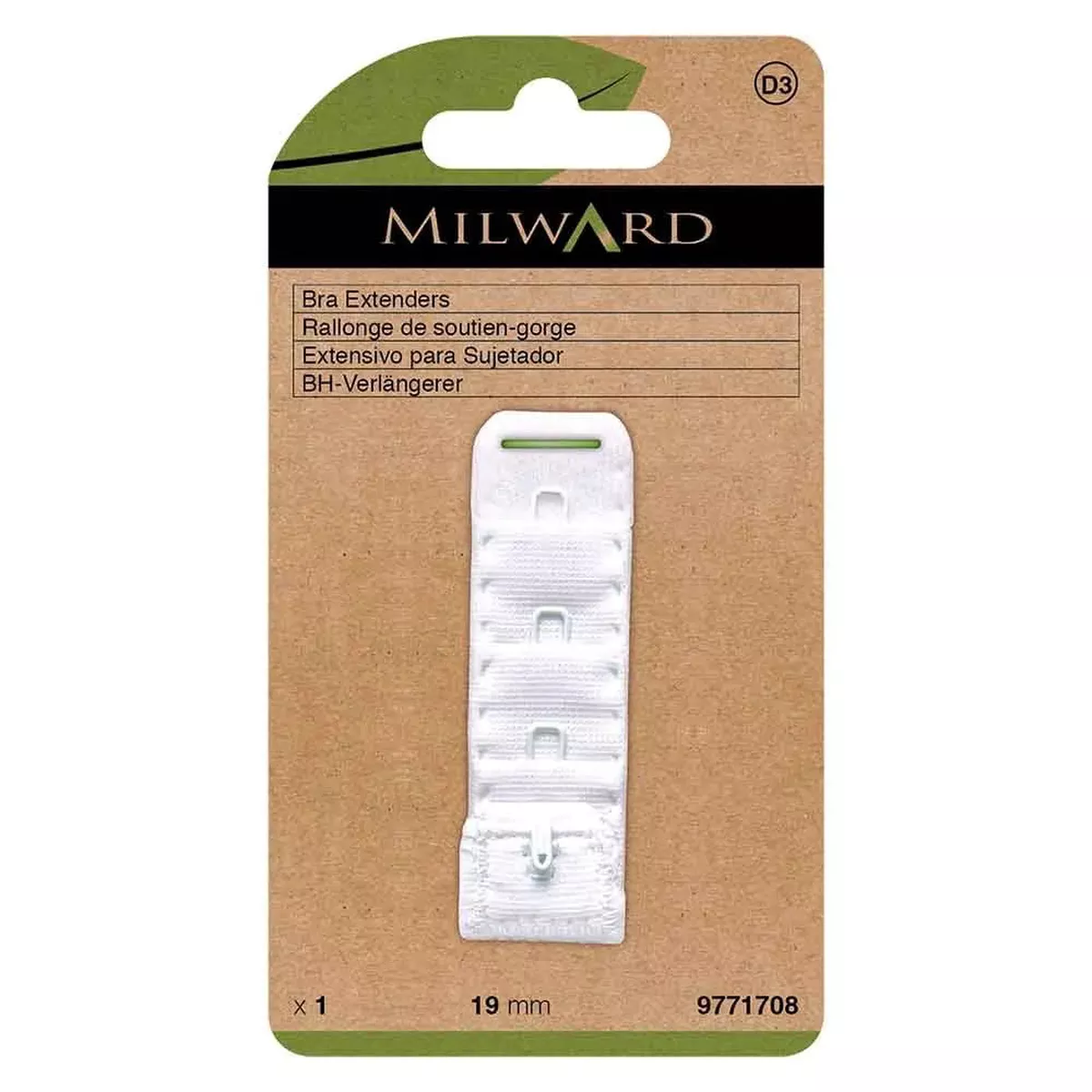 Bra Extender Milward 19 mm, 1 Hook – White