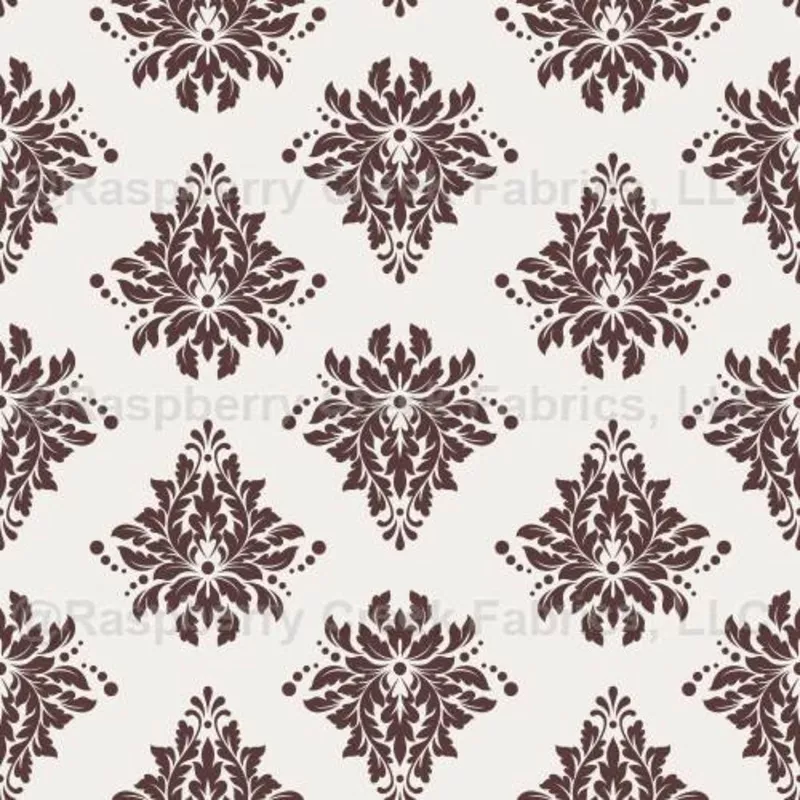 Brown Damask on Ivory