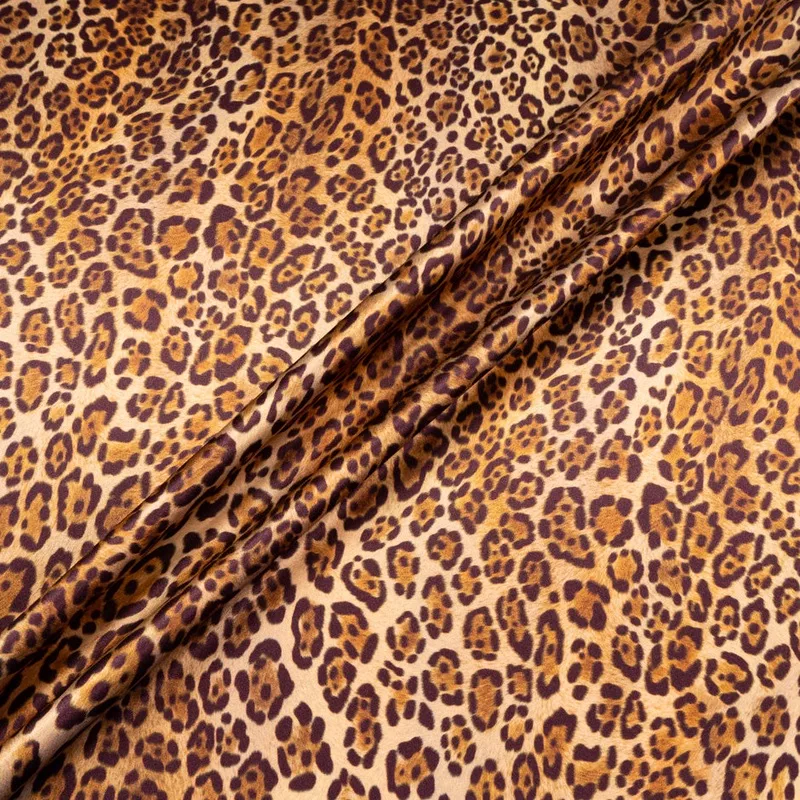 brown-large-leopard-printed-pure-silk-satin Brown Large Leopard Printed Pure Silk Satin
