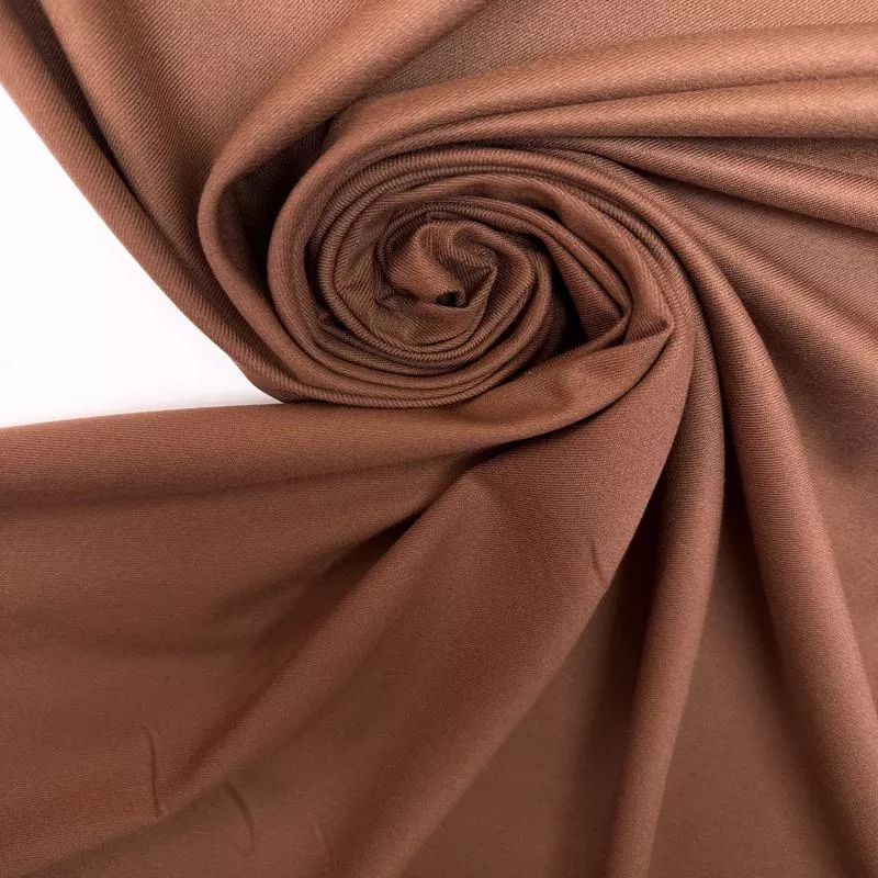 Brown Viscose Blend Satin Twill