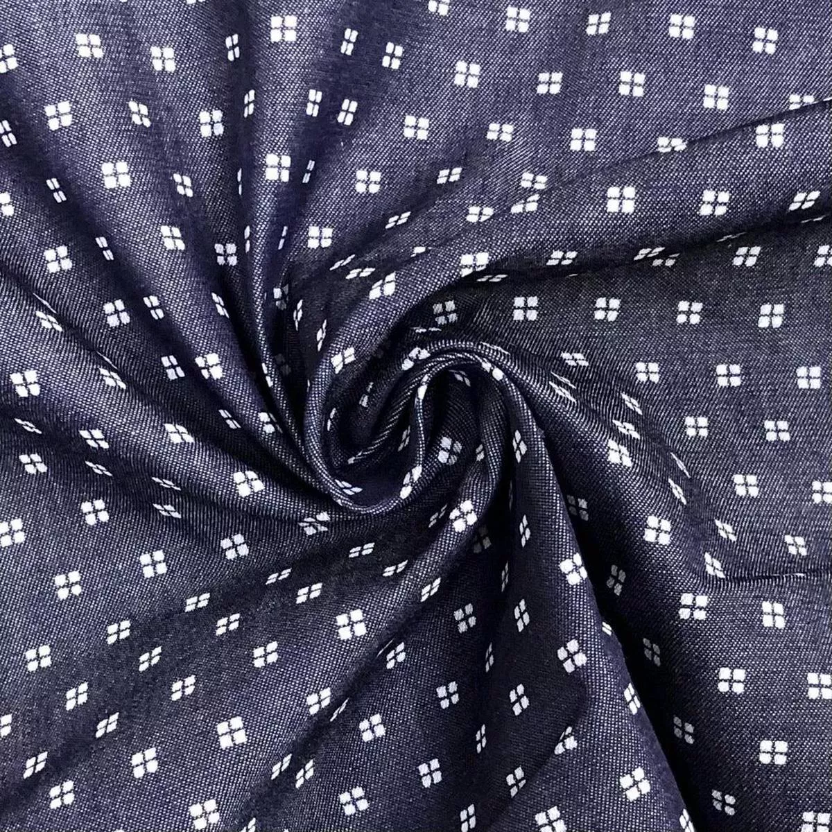 Budget Ditsy Square Chambray Denim Fabric
