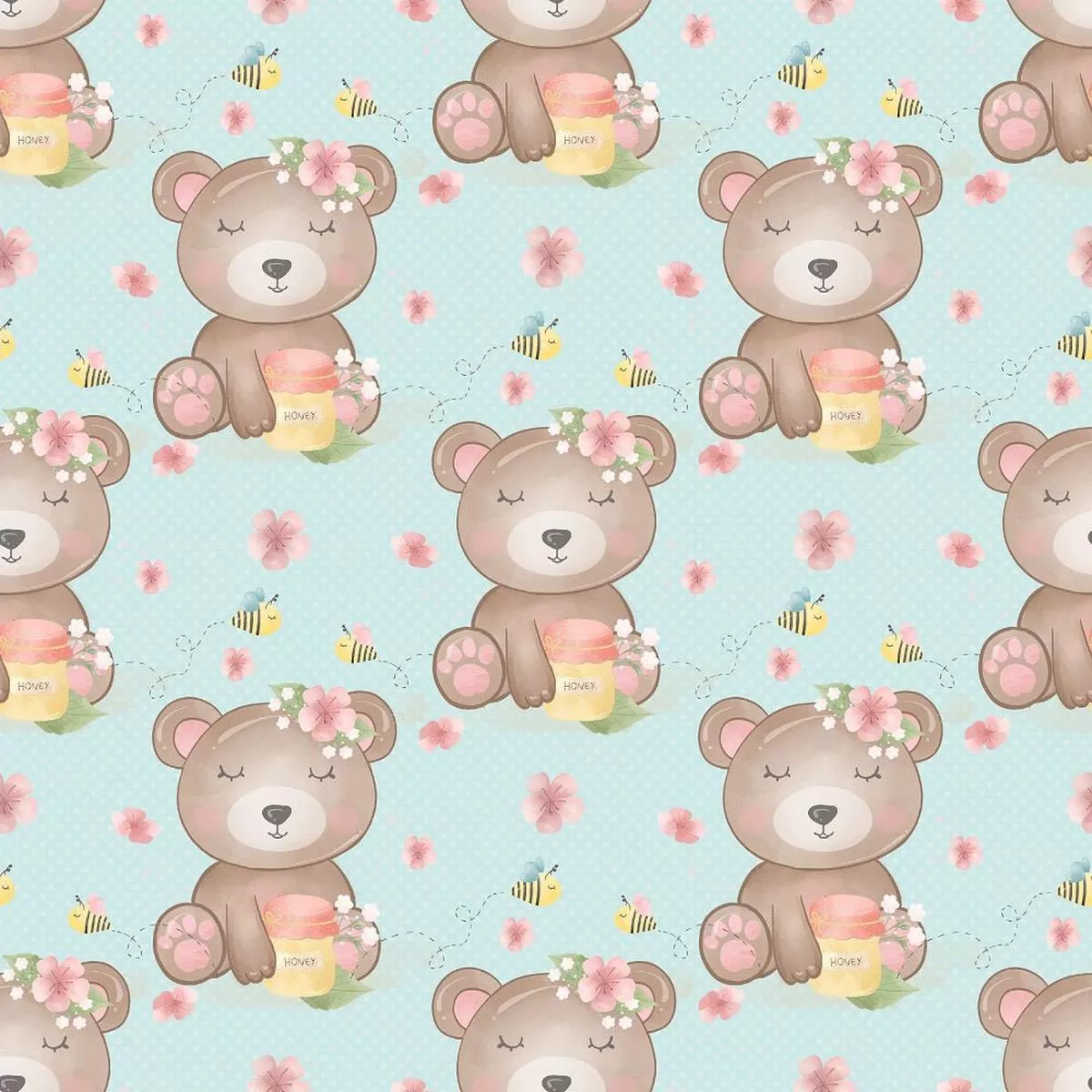 bumble-bee-bear-fabric-blue Bumble Bee Bear Fabric – Blue