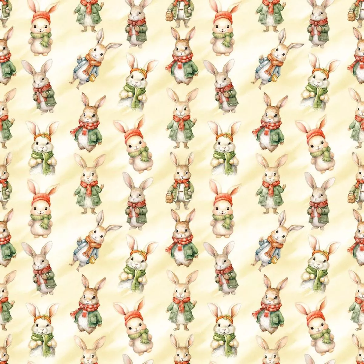 Bundled Up Bunny Fabric