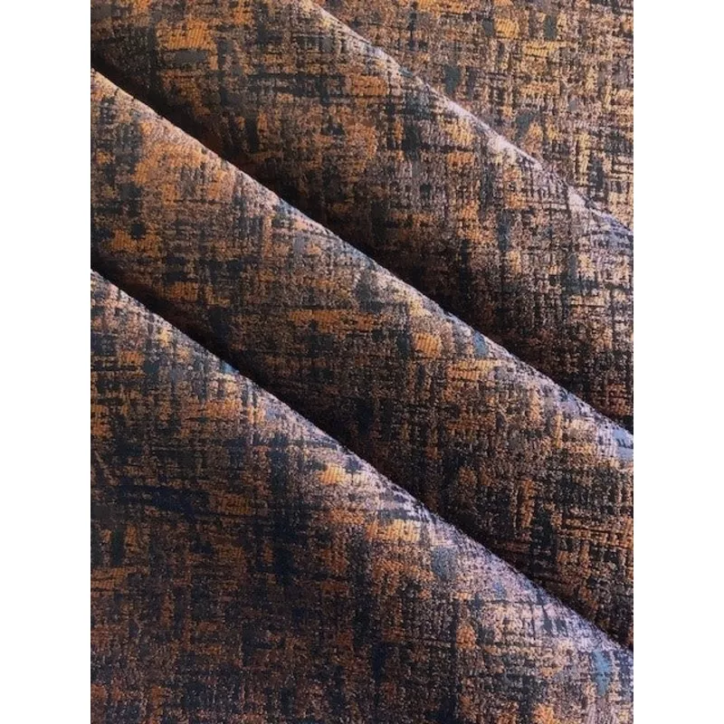 burnt-orange-grey-textured-jacquard-fabric Burnt Orange & Grey Textured Jacquard Fabric