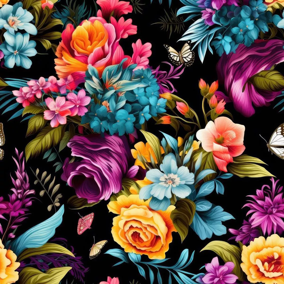 butterflies-blooms-pattern-3-fabric Butterflies & Blooms Pattern #3 Fabric