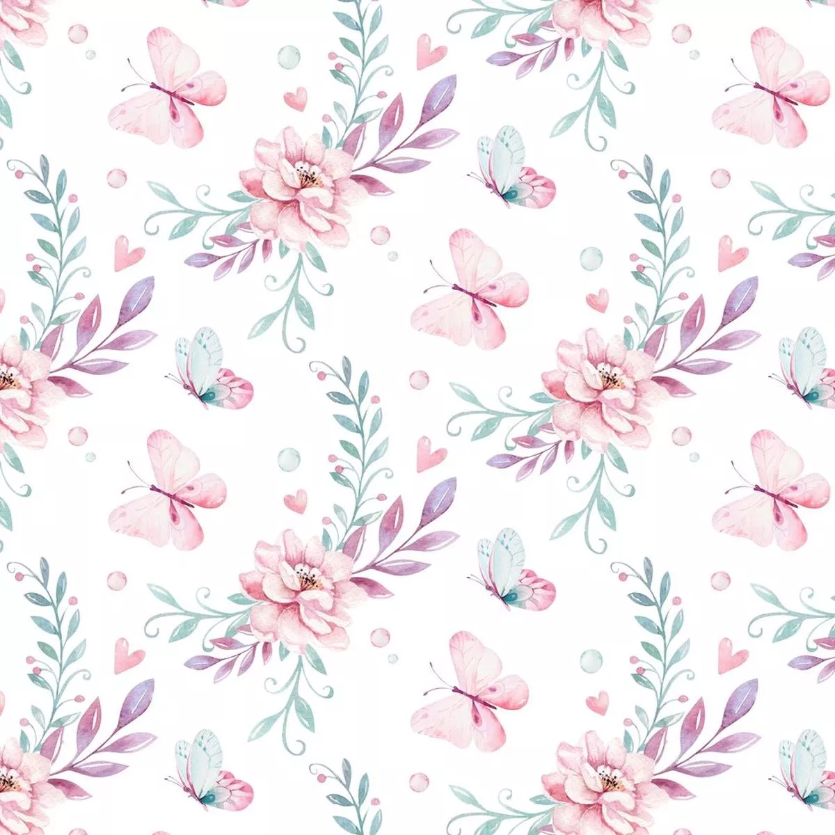 Butterfly Garden Fabric – White