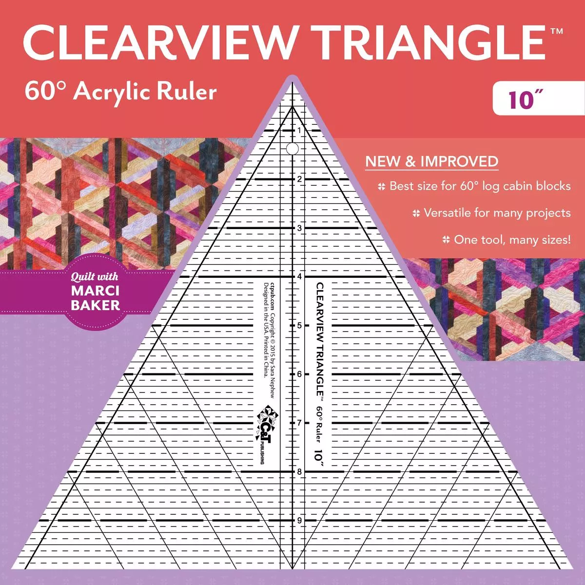 C & T Publishing 10″ Clearview Triangle Ruler 20329