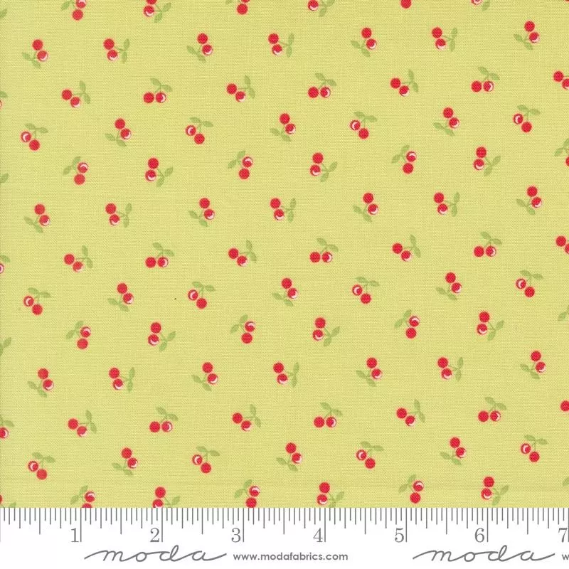 Cali & Co Cherries Light Lime Light Green Corey Yoder Moda Cotton Fabric