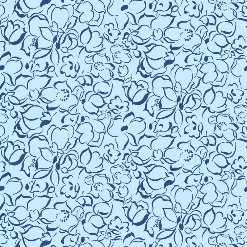 Camellia on Blue Fabric