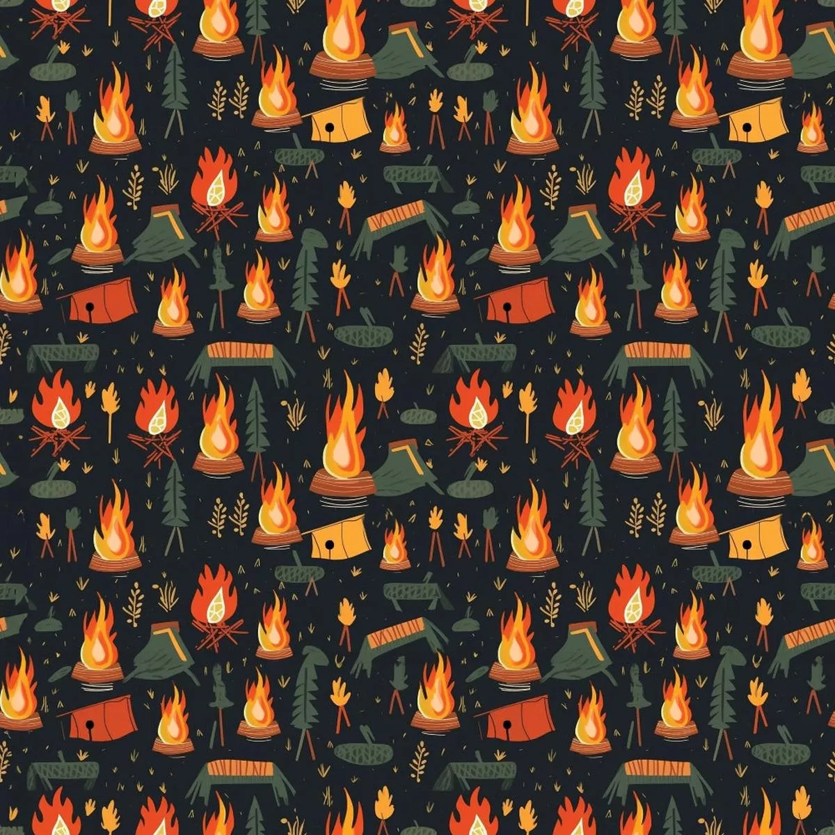 Camping Graphics Pattern 12 Quilting Cotton Fabric