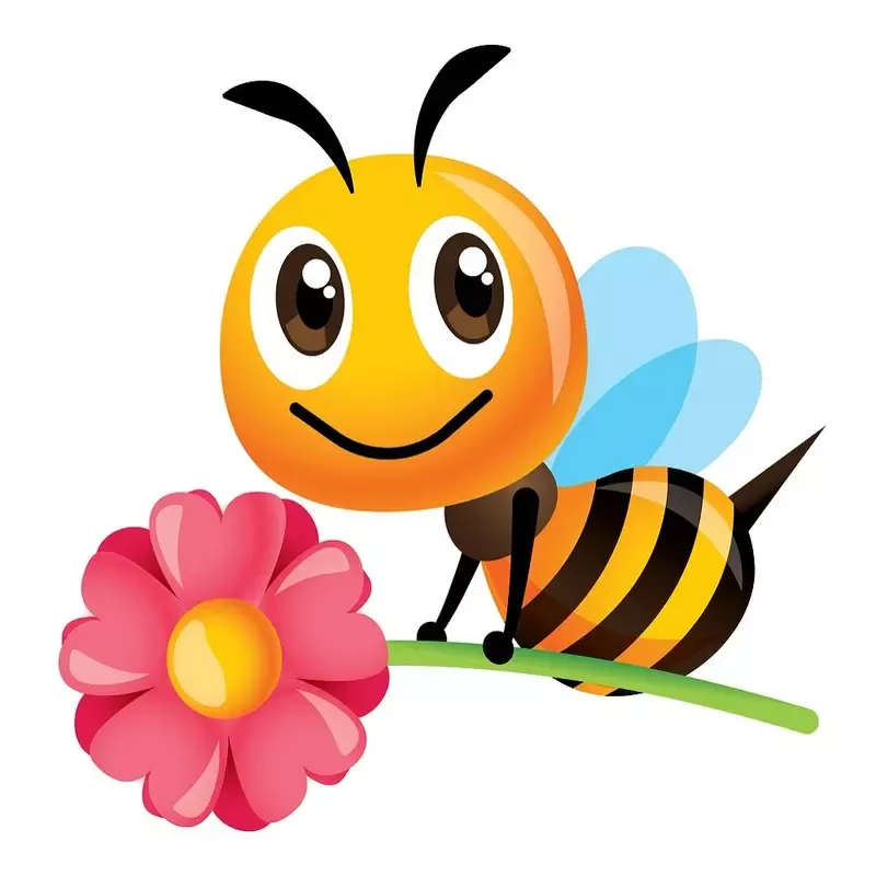 Cartoon Bee Fabric Panel – Pink