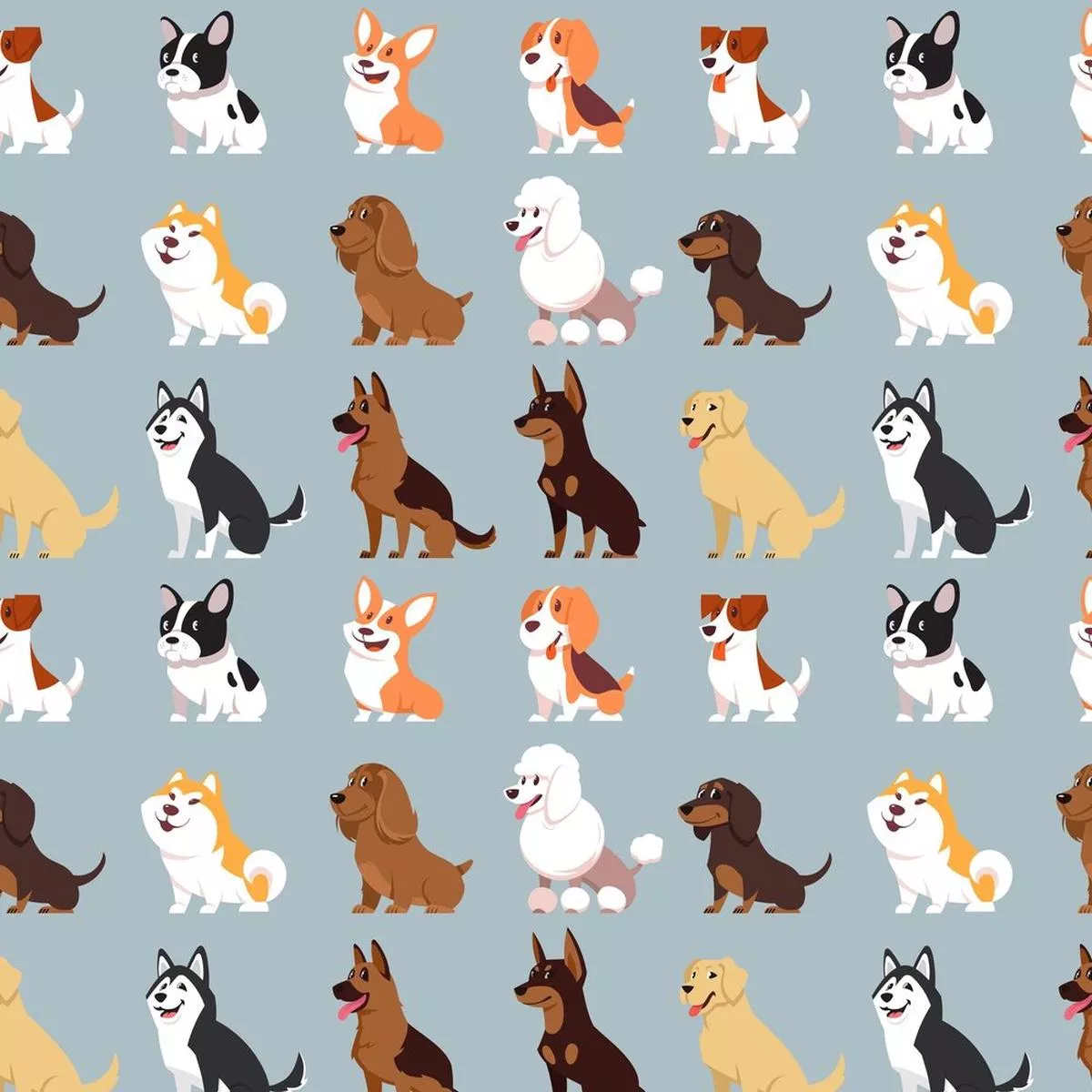 cartoon-dog-breeds-fabric-variation-1 Cartoon Dog Breeds Fabric – Variation 1