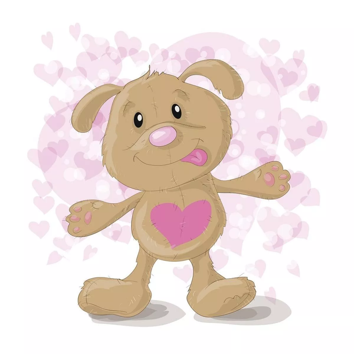 cartoon-dog-with-hearts-fabric-panel Cartoon Dog With Hearts Fabric Panel
