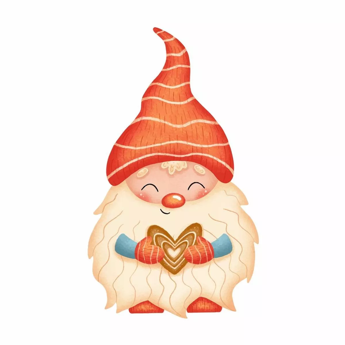 cartoon-gnome-with-cookie-fabric-panel-white Cartoon Gnome With Cookie Fabric Panel – White