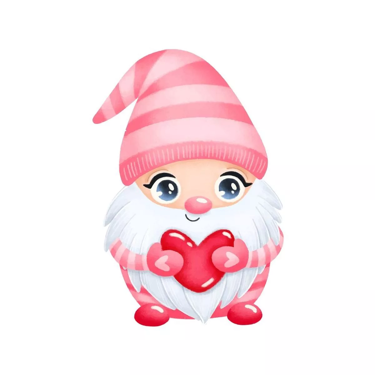 cartoon-gnome-with-heart-fabric-panel-white Cartoon Gnome With Heart Fabric Panel – White