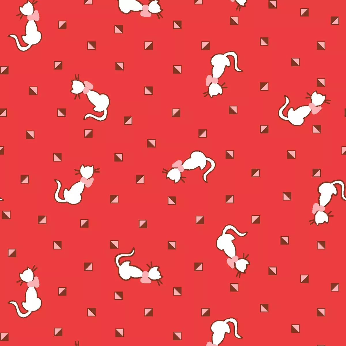 cats-geo-on-red-fabric Cats Geo on Red Fabric