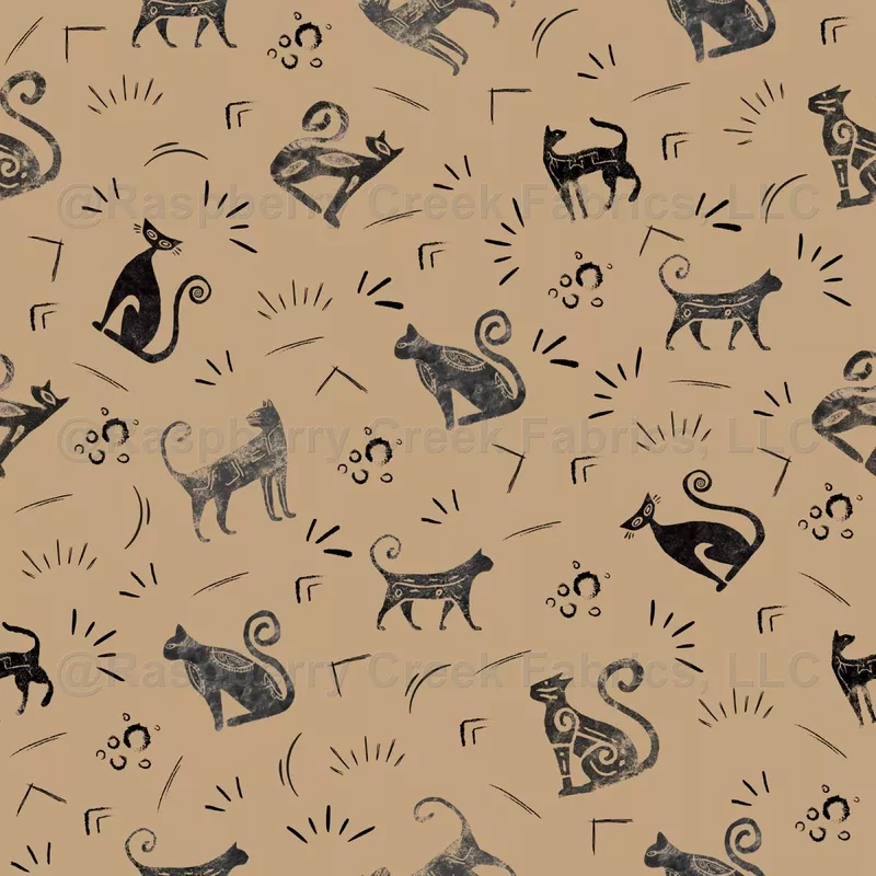 Cave Art Cats on Tan