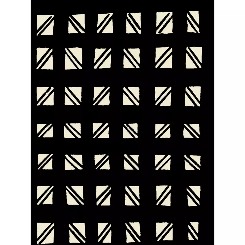 Checked Out – Black with White – Grasscloth Black With White