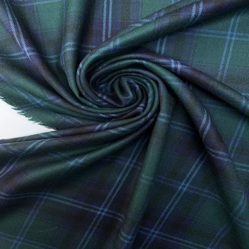 Checked Purple Green Wool Tweed