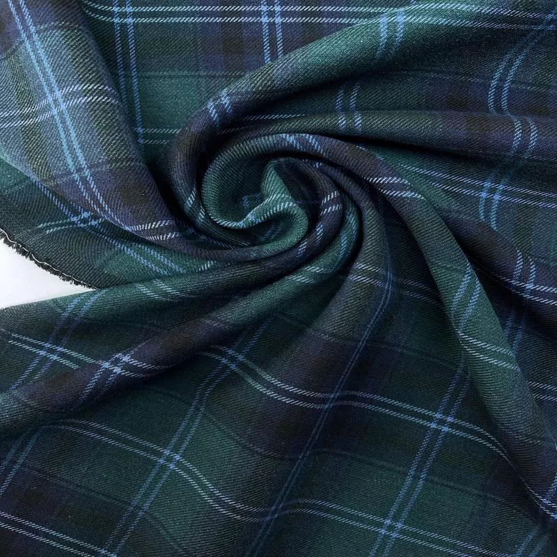 Checked Wool Tweed Coat Fabric