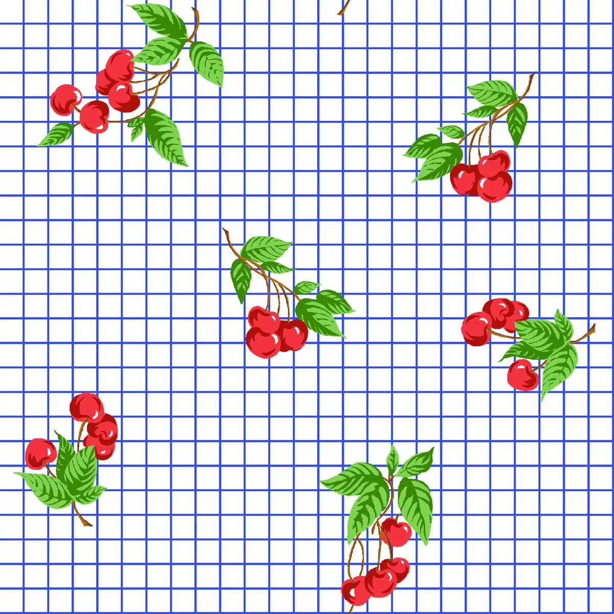 cherry-grid-on-white-fabric Cherry Grid on White Fabric