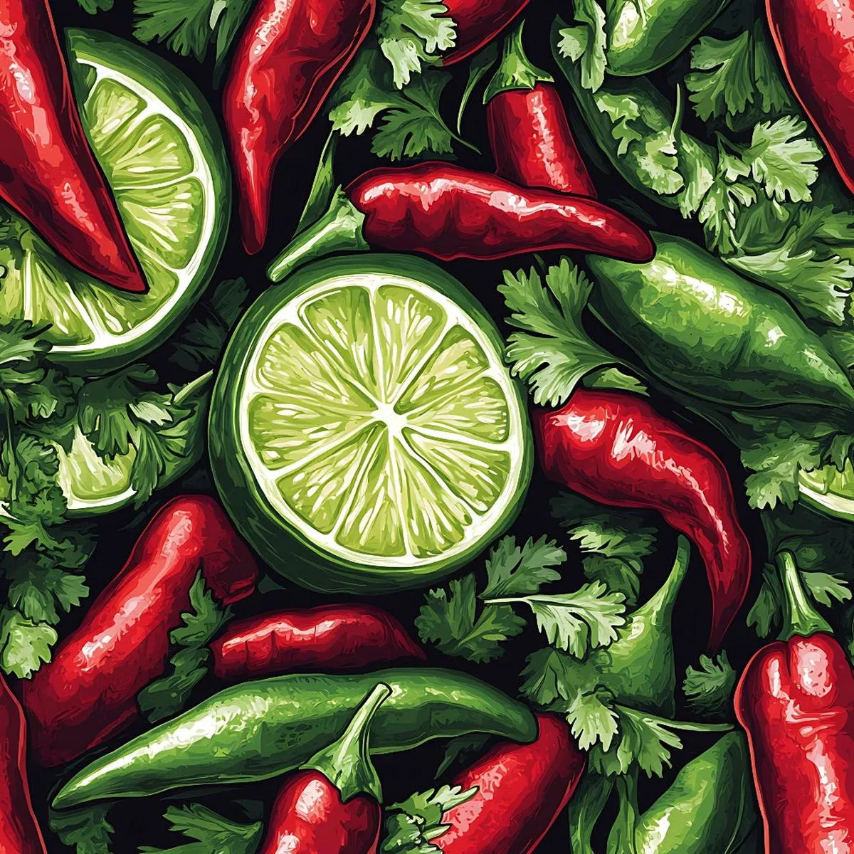 Chili Pepper Party Pattern 7 Quilting Cotton Fabric
