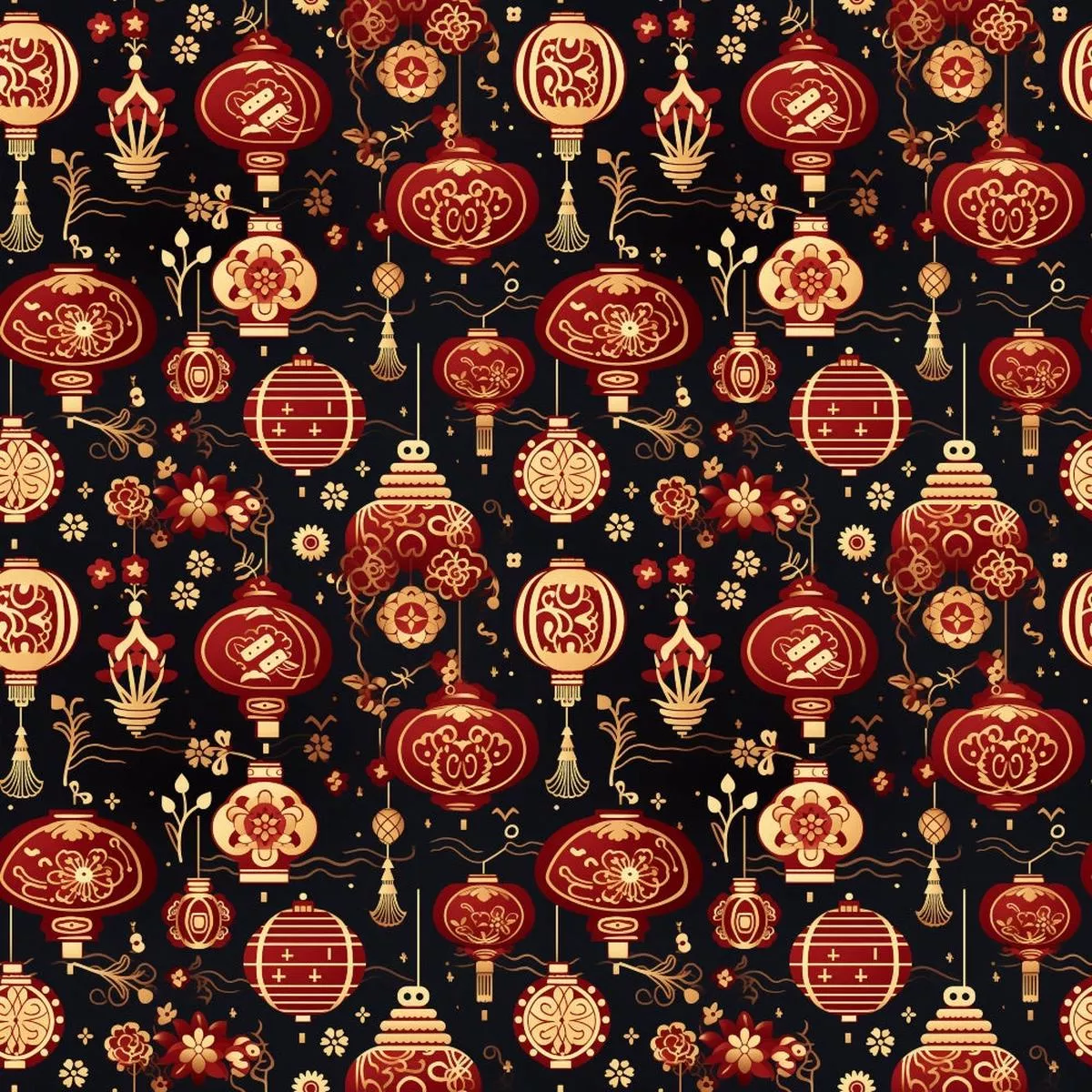 Chinese Lunar Lantern Lights Pattern 11 Quilting Cotton Fabric