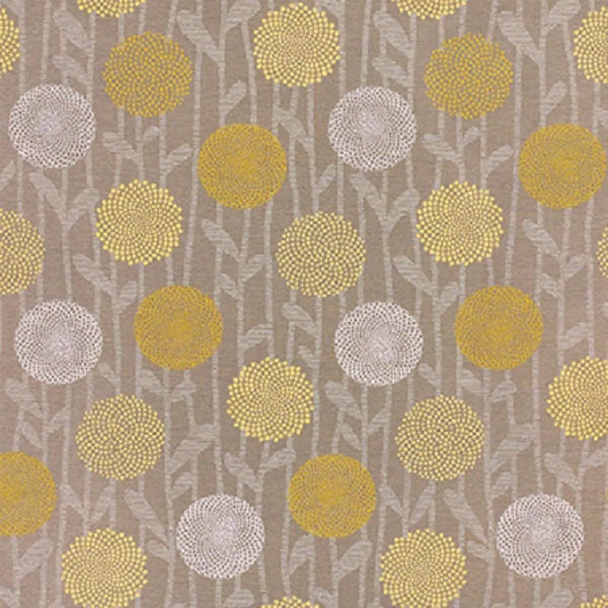 Chipper Dandelion Botanical Brown Crypton Upholstery Fabric