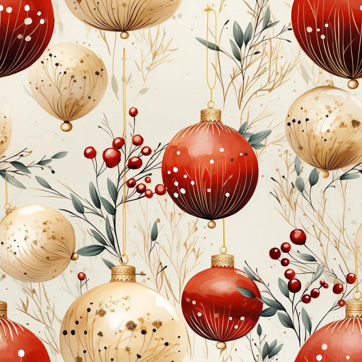 christmas-bulbs-pattern-1-fabric Christmas Bulbs Pattern #1 Fabric