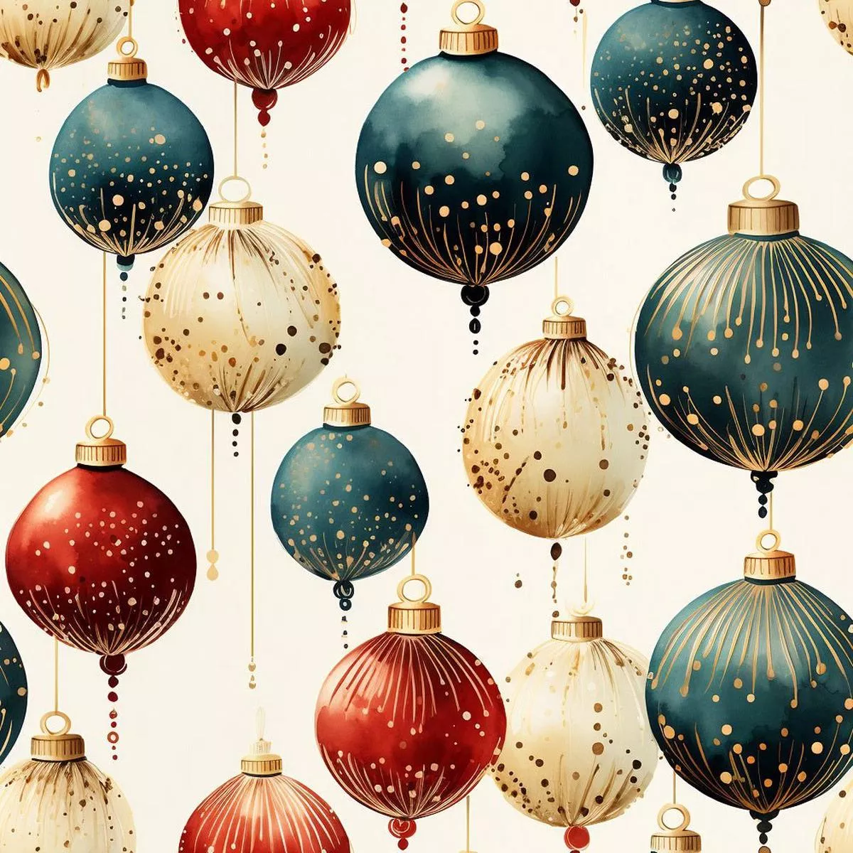 christmas-bulbs-pattern-14-fabric Christmas Bulbs Pattern #14 Fabric