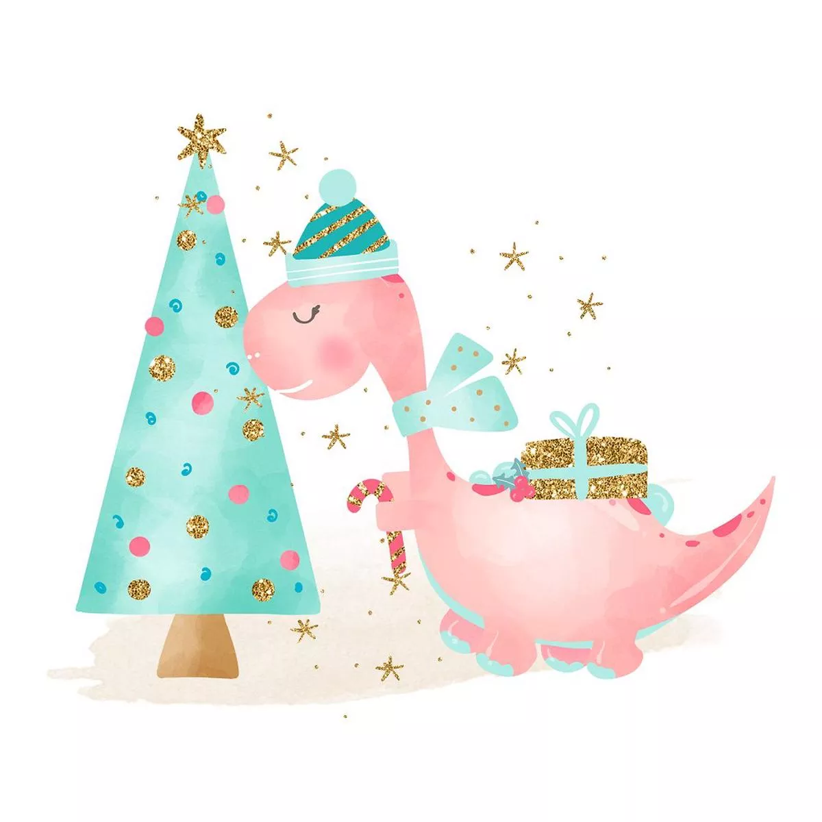 Christmas Dino Arrangement 1 Fabric Panel