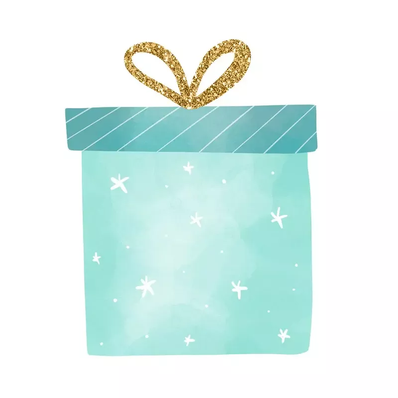 Christmas Dino Present Fabric Panel – Blue