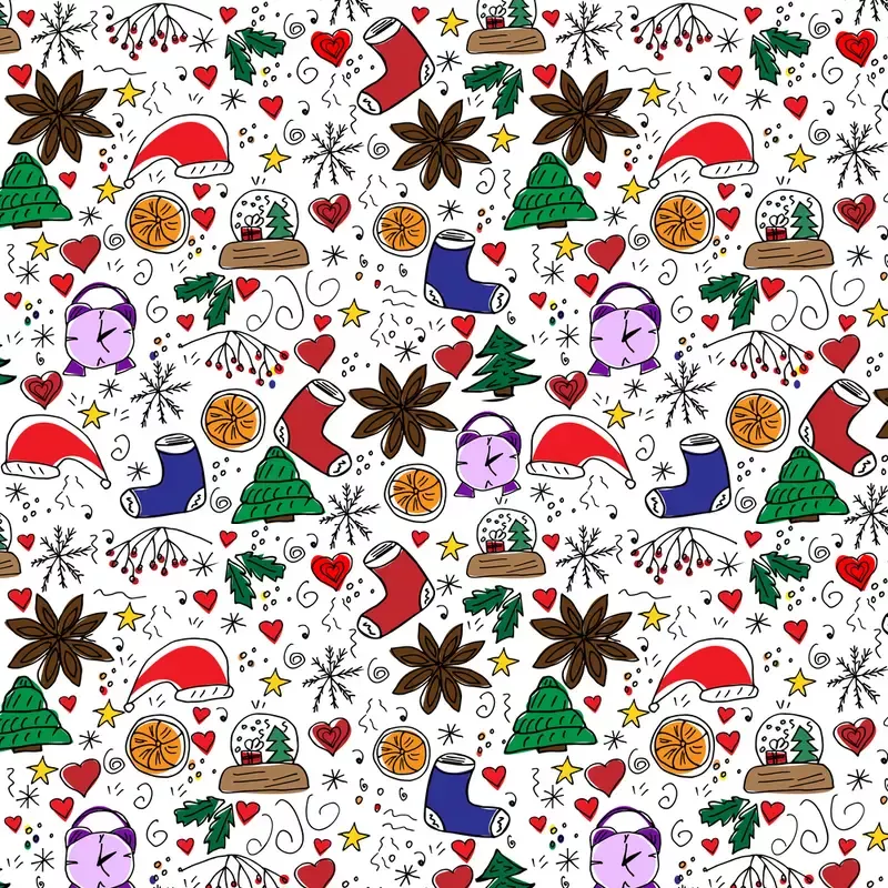 Christmas Doodles Fabric Variation 1 – Multi