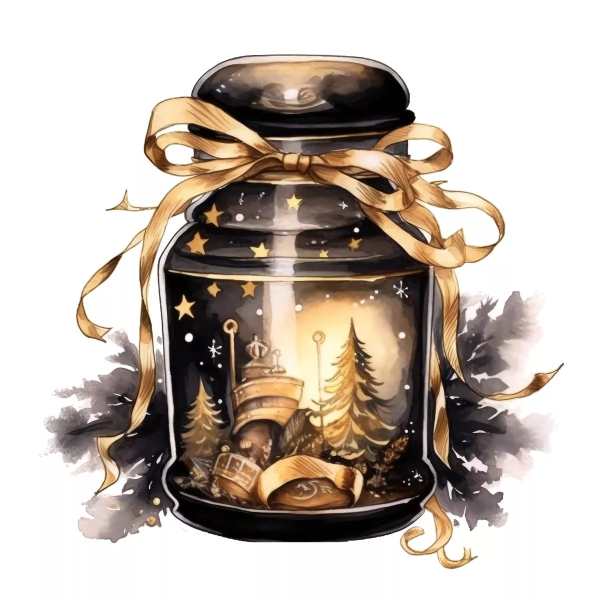 christmas-eve-scene-jar-12-fabric-panel Christmas Eve Scene Jar #12 Fabric Panel