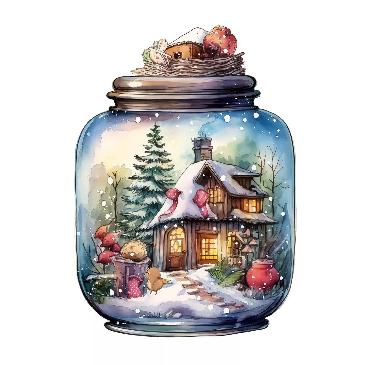 christmas-eve-scene-jar-16-fabric-panel Christmas Eve Scene Jar #16 Fabric Panel