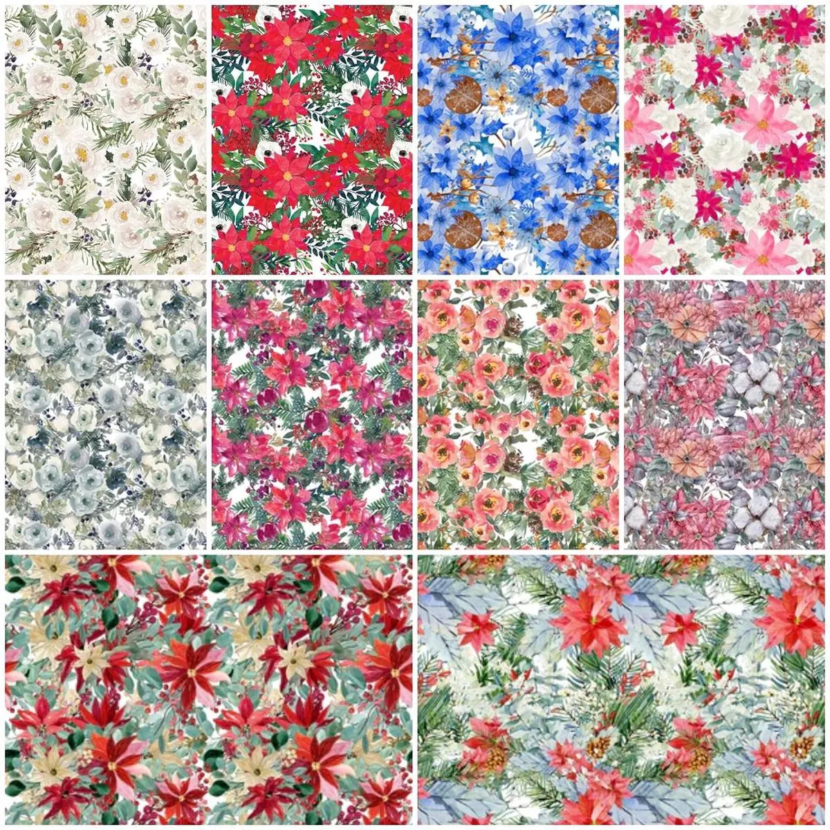 Christmas Floral Fat Eighth Bundle – 10 Pieces