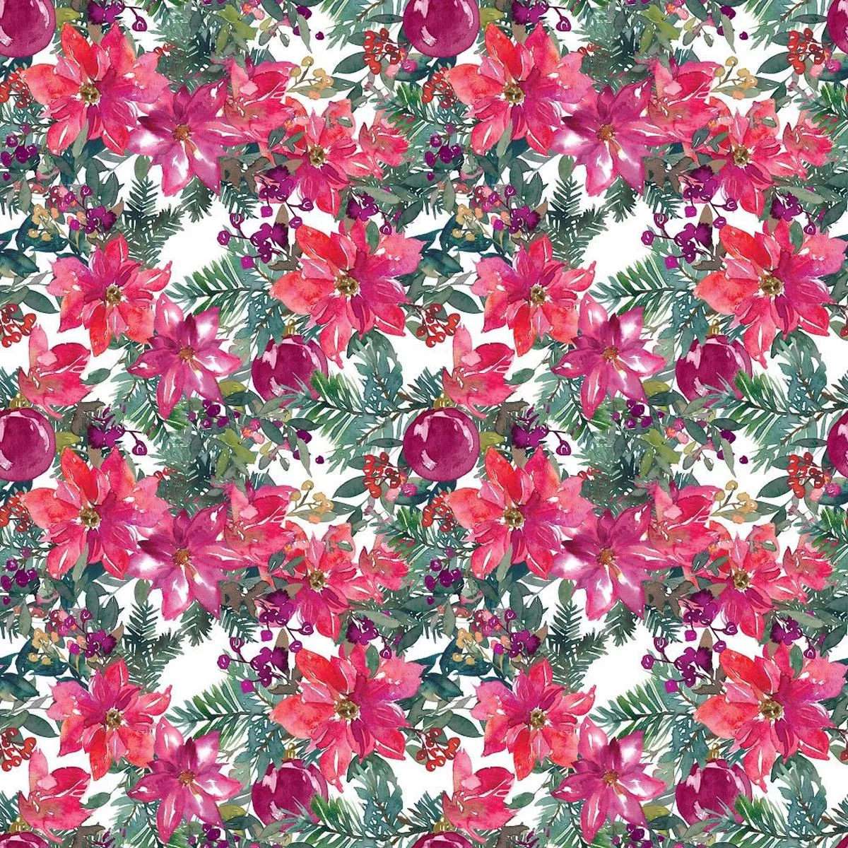 christmas-floral-pattern-7-fabric Christmas Floral Pattern #7 Fabric