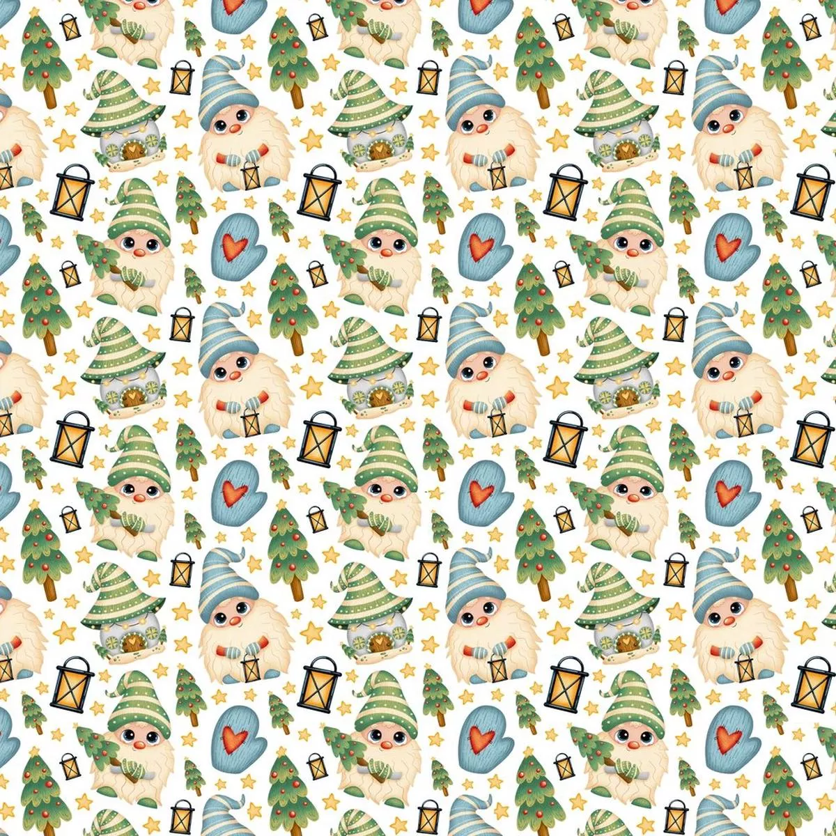 Christmas Gnomes Village Fabric – Multi