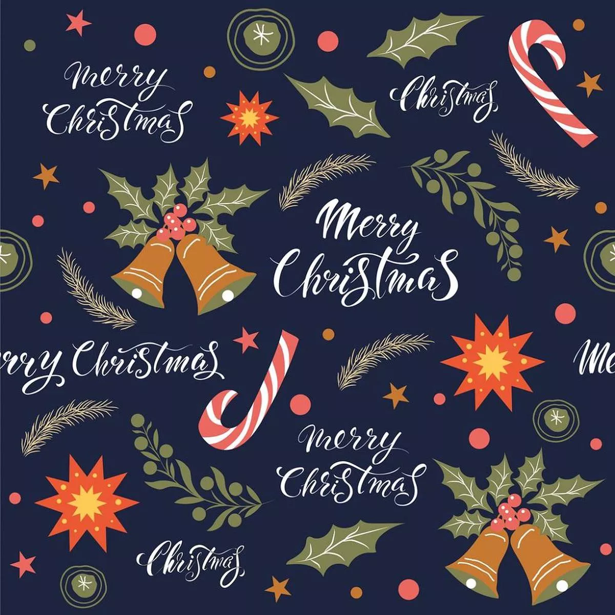 Christmas Holiday Assorted Decorations Fabric – Navy